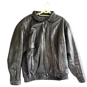 Vintage Creations De Cuit Andre Leather Full Zip Front Bomber Jacket Black